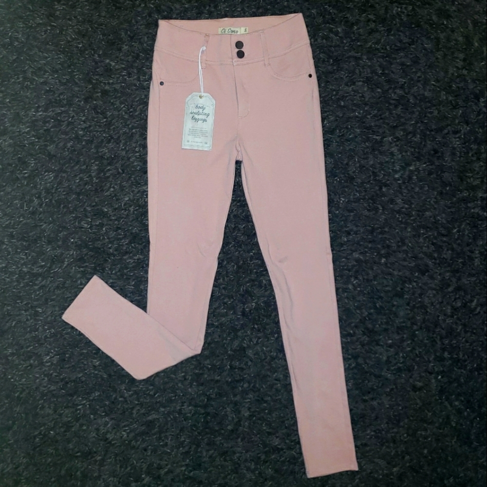 Juniors Pink Body Sculpting leggings.
